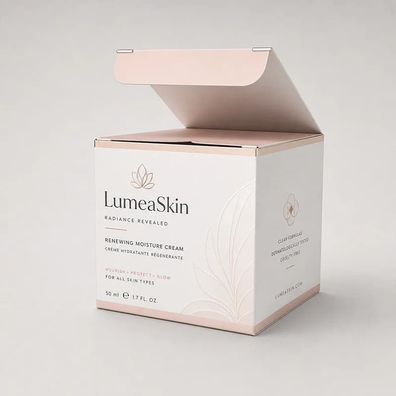 ตัวอย่างกล่องครีมกระปุกและเครื่องสำอางแบรนด์ LumeaSkin