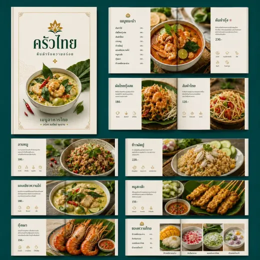 ตัวอย่างเมนูอาหารและเมนูเครื่องดื่มพิมพ์กันน้ำสำหรับร้านอาหาร