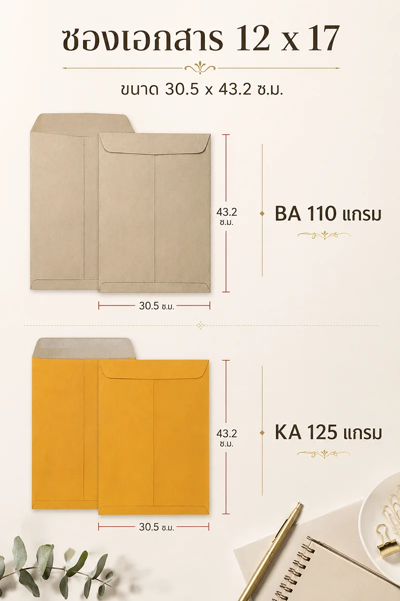 ตัวอย่างซองเอกสาร 12 x 17 นิ้ว สำหรับเอกสารขนาด A3