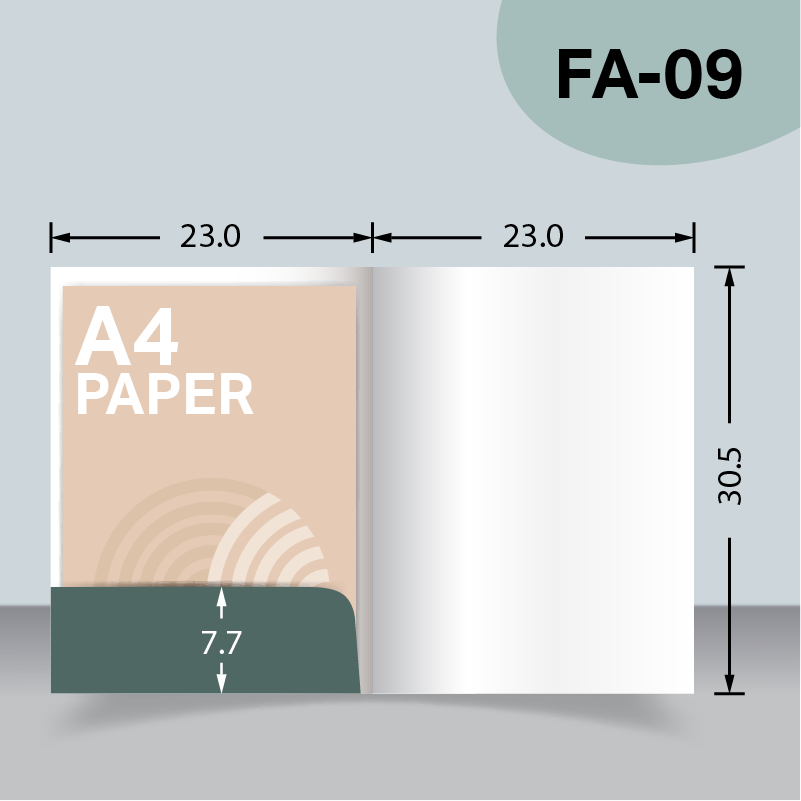 แบบไดคัทแฟ้มไม่มีสันแบบ 1 กระเป๋า FA-09 สำหรับเลือกผลิตแฟ้มเอกสารบริษัท