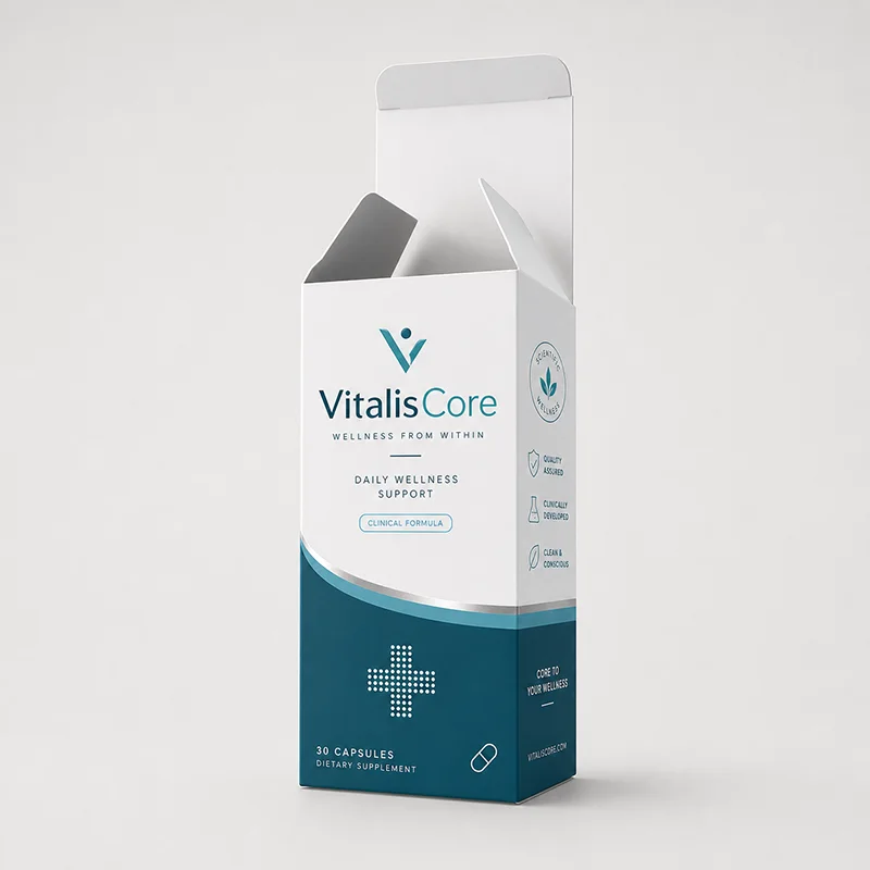 ตัวอย่างกล่องบรรจุภัณฑ์ยาและอาหารเสริมแบรนด์ VitalisCore