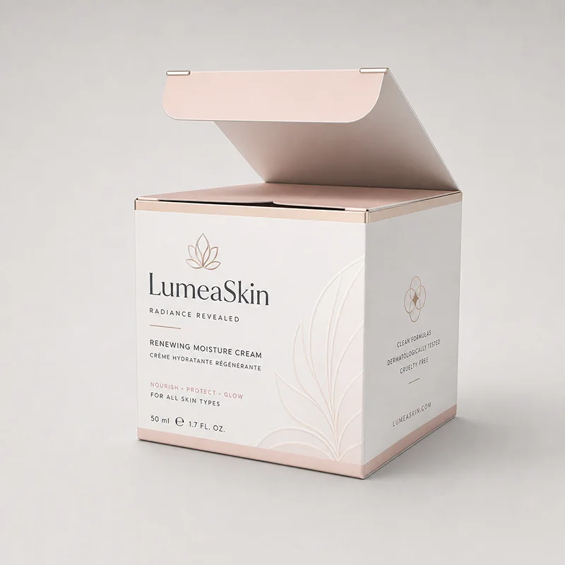 ตัวอย่างกล่องครีมกระปุกและเครื่องสำอางแบรนด์ LumeaSkin