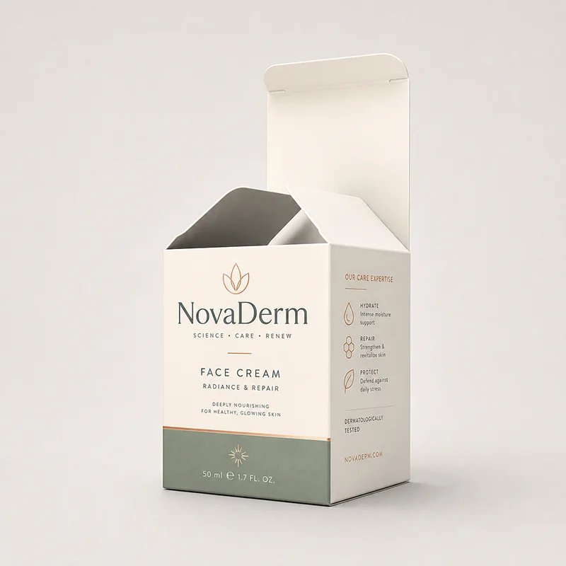 ตัวอย่างกล่องครีมบำรุงผิวแบบฝาเสียบแบรนด์ NovaDerm