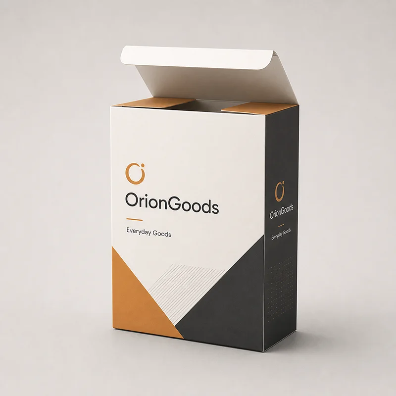 ตัวอย่างกล่องก้นล็อกอัตโนมัติสำหรับสินค้าแบรนด์ OrionGoods