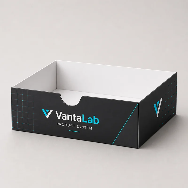 ตัวอย่างกล่องจัดแสดงสินค้าสำหรับแบรนด์ VantaLab