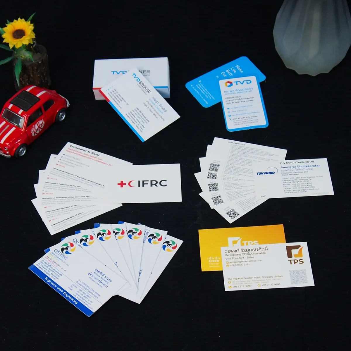 ตัวอย่างงานพิมพ์นามบัตรจริงจากโรงพิมพ์ลักษมีรุ่ง