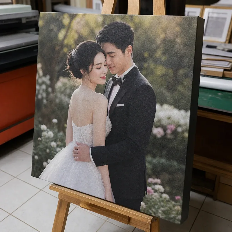 ตัวอย่างภาพพิมพ์กรอบลอยบนขาตั้งไม้